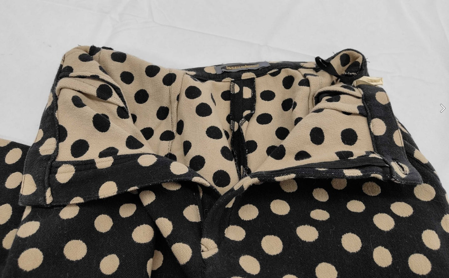 ISSEY MIYAKE 1986 Polka Dot Stretch Pants Size 9 Black Beige Japan VTG