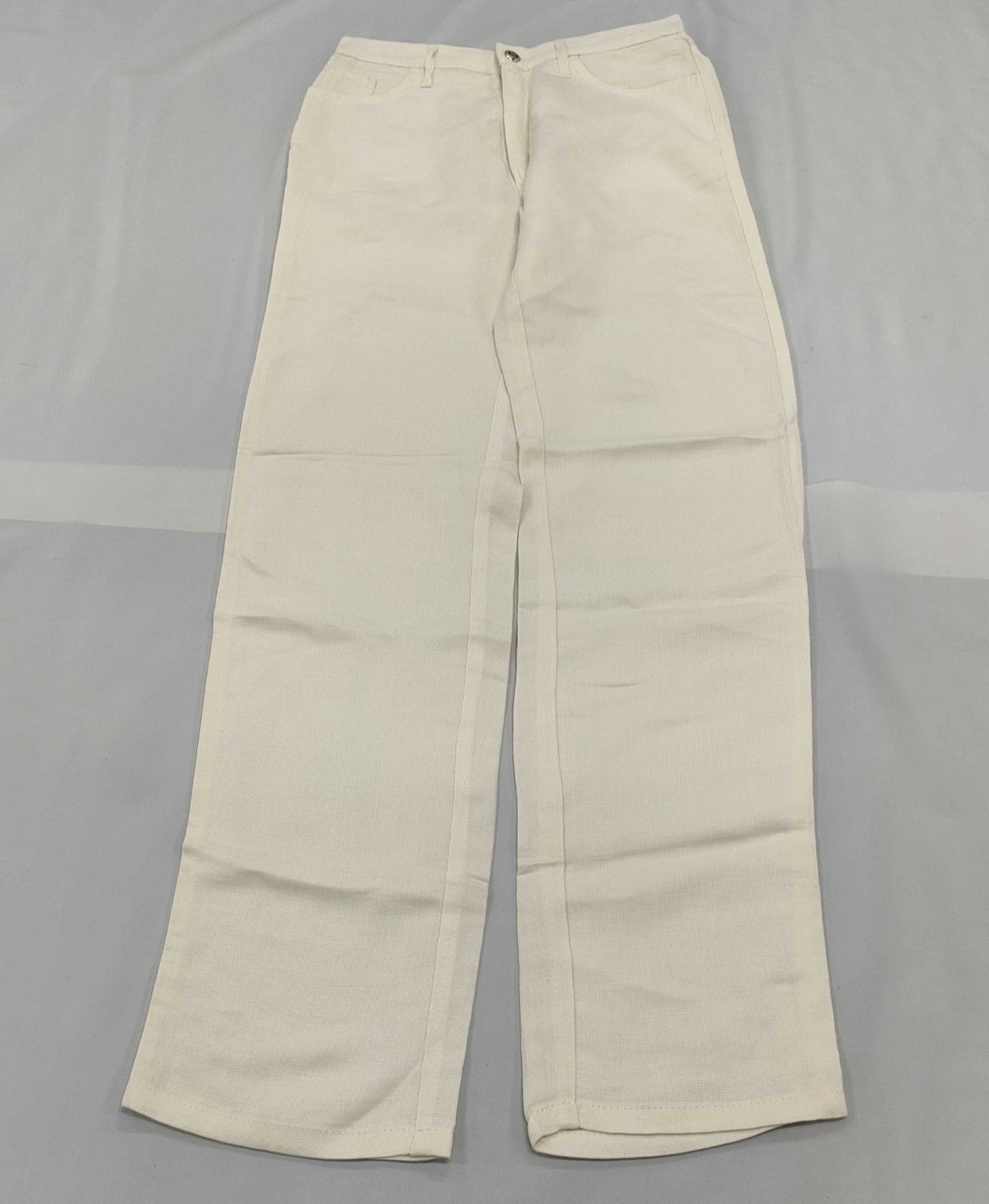 FENDI Jeans Women’s Pants White Linen Blend Made in Italy Straight Leg