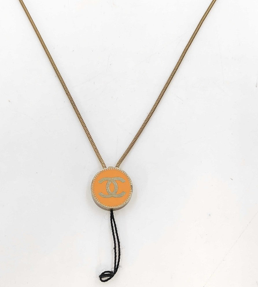 CHANEL 03P Coco Mark Orange Gold Phone Neck Strap Lanyard Vintage 2003
