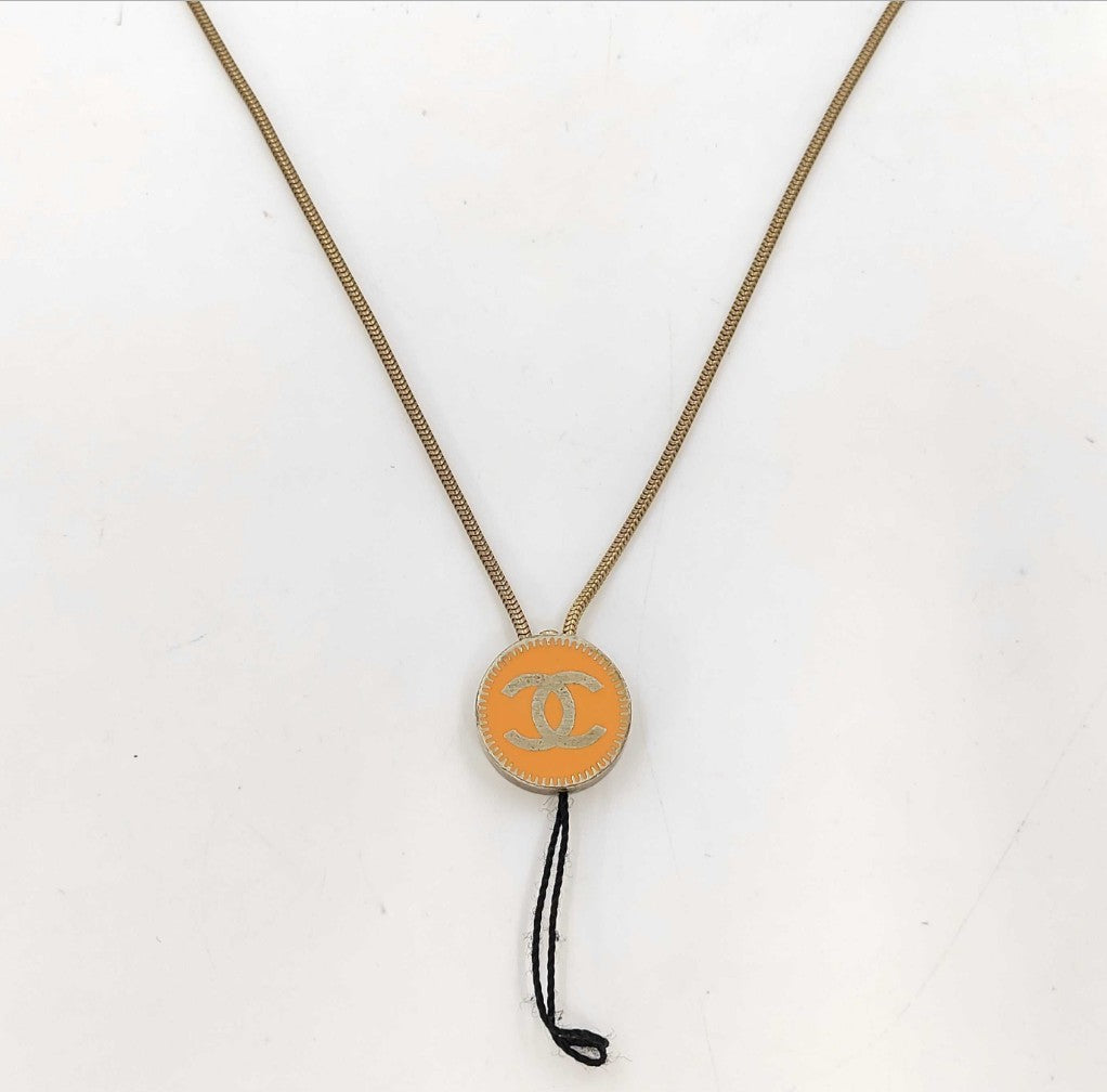 CHANEL 03P Coco Mark Orange Gold Phone Neck Strap Lanyard Vintage 2003