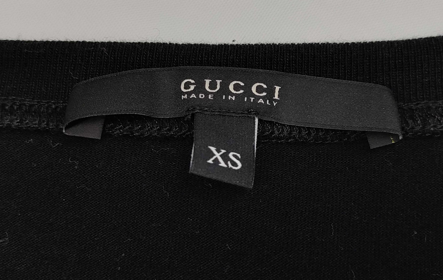 GUCCI Drawstring Neck Logo T-Shirt Black XS Made in Italy