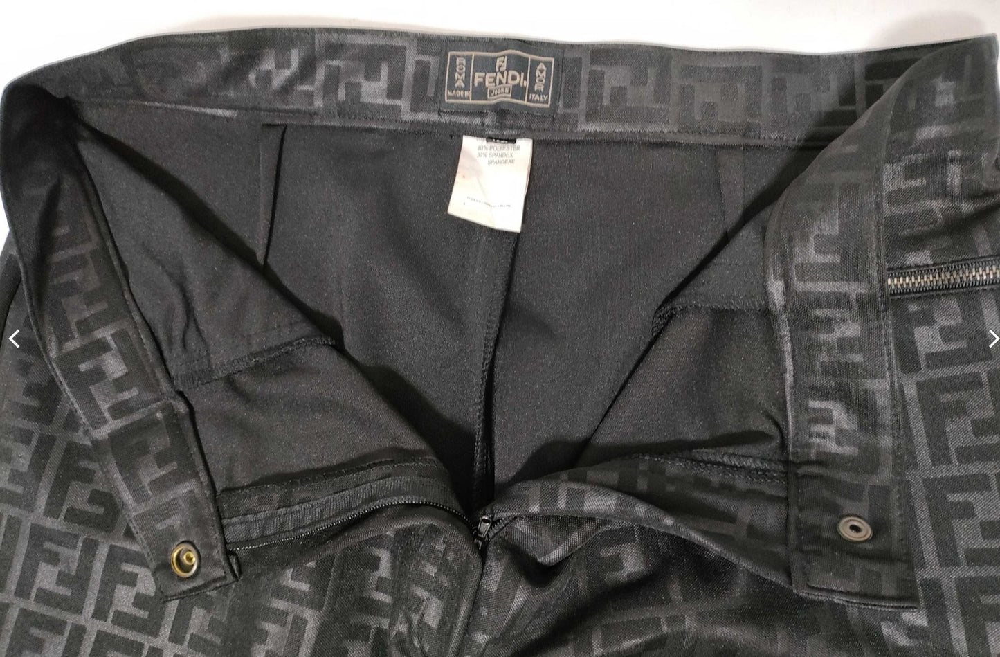 FENDI Jeans Zucca FF Logo Pants Women's XL Black Made in Italy