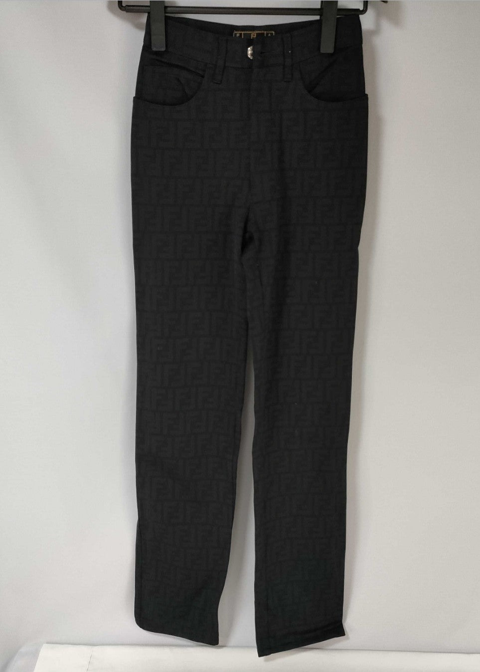 FENDI Jeans Zucca FF Monogram Stretch Pants Black Italy Womens 27