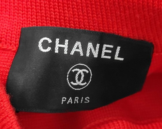 CHANEL Red Knit Skirt Elastic Waist Made in Italy Vintage Women’s