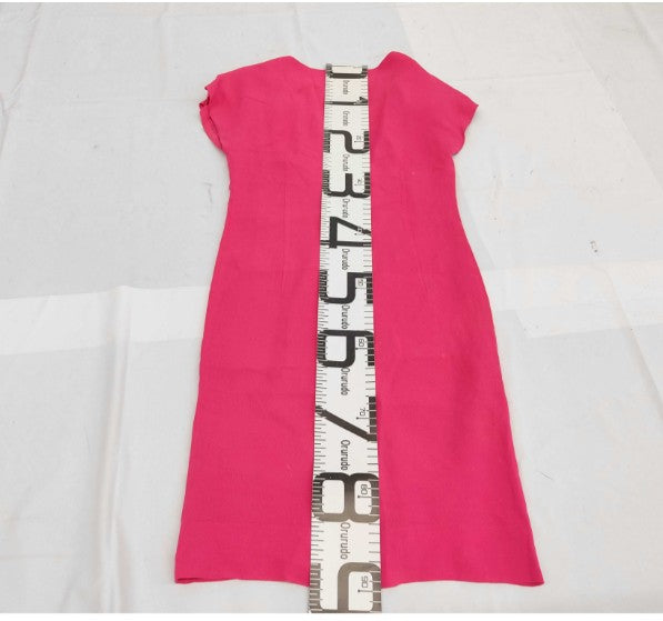Christian Dior Vintage Pink Silk Blend Dress Women's Size 6 Heart Neck Midi