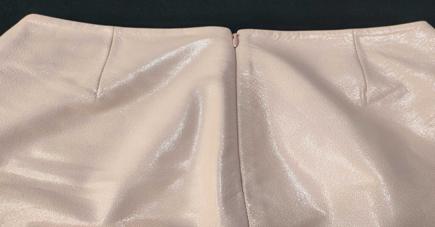 CELINE Y2K Pink Mini Skirt Size 36 Lamb Leather Trim Womens