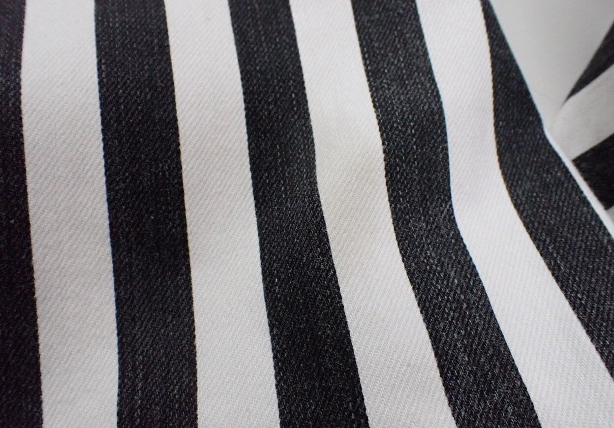 DOLCE & GABBANA Striped Stretch Denim Skinny Pants Black White Size 38 Italy