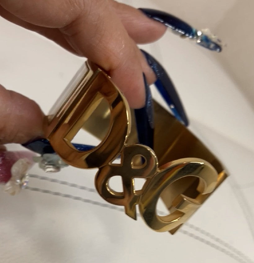 DOLCE&GABBANA D&G Logo Bangle Bracelet Watch Gold Tone Quartz Women's