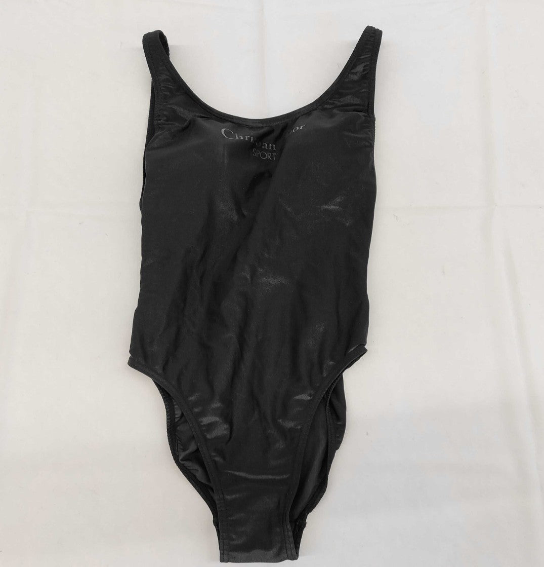 Christian Dior SPORTS One Piece Swimsuit Black Logo Women's Size M Vintage