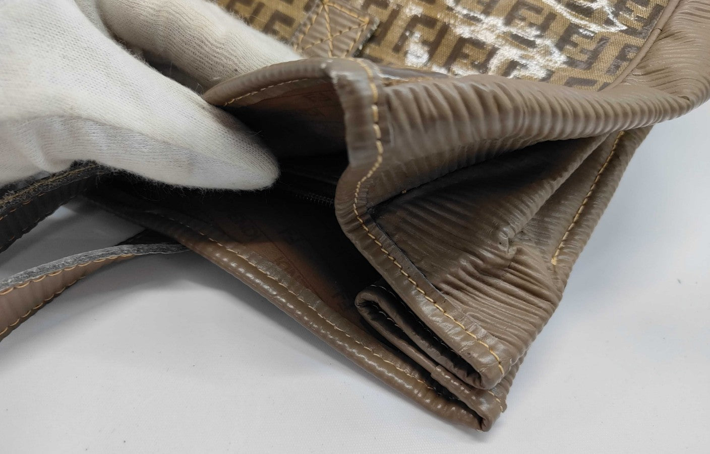 FENDI Zucchino FF Logo Coated Canvas Large Tote Bag Brown Vintage Italy