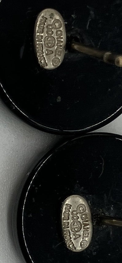 CHANEL 00A Black Crystal Stud Earrings Round Vintage Made in France
