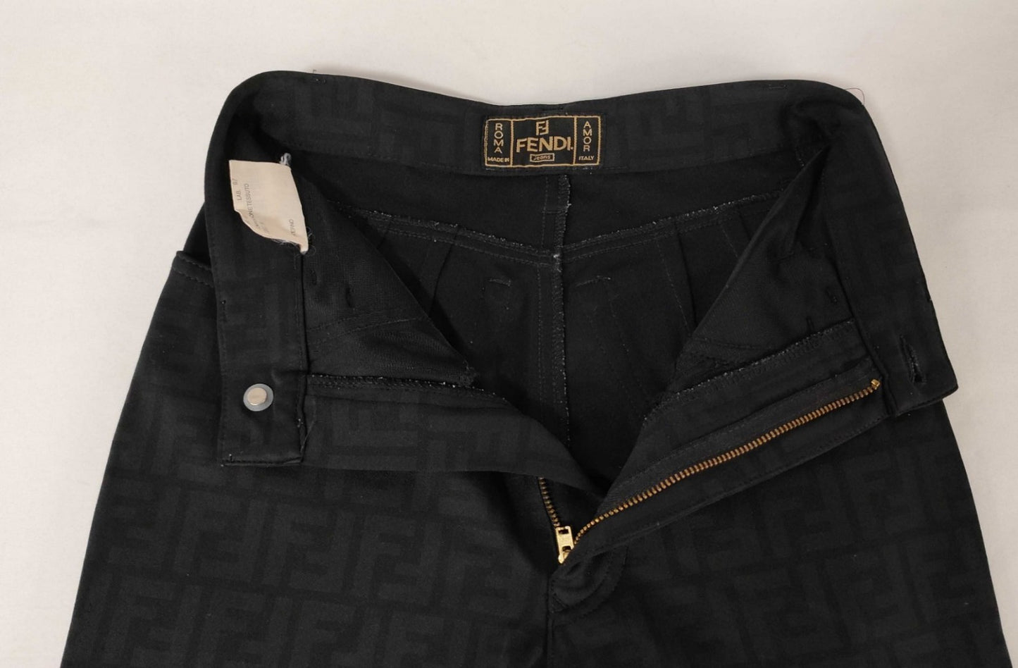 FENDI Jeans Zucca FF Monogram Stretch Pants Black Italy Womens 27