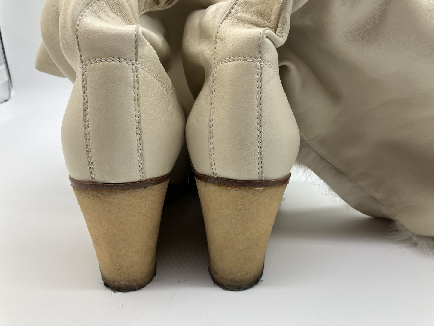 Chanel Coco Mark Fur and Leather Long Boots 37 Women's Ivory Matrasse