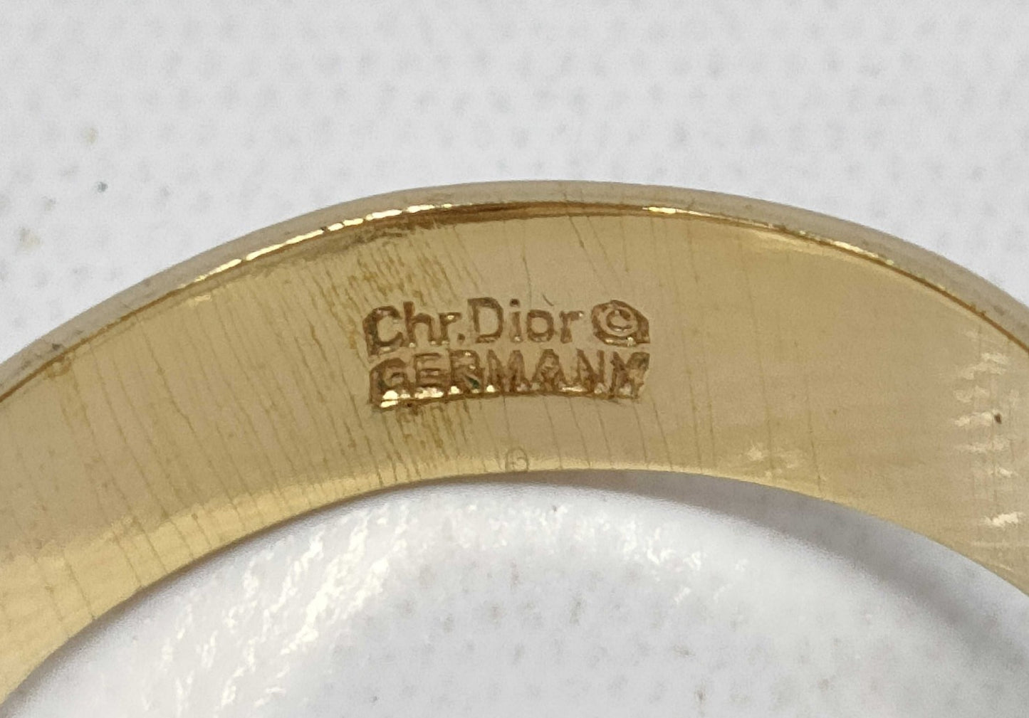 Christian Dior CD Logo Rhinestone Ring Gold Tone Germany US 7 EU 54