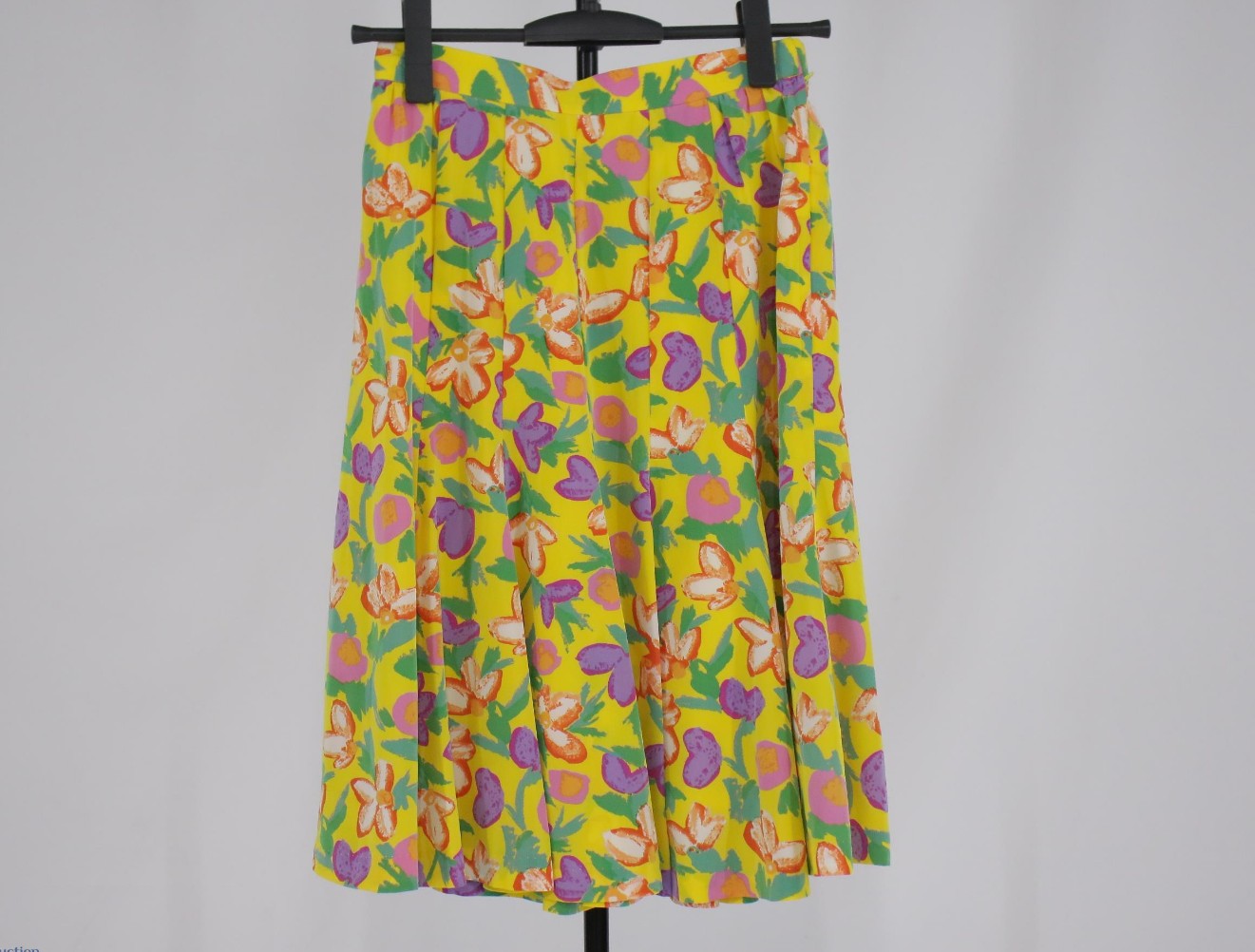 BALENCIAGA Paris Floral Print Flare Skirt Size 38 Yellow Polyester Japan