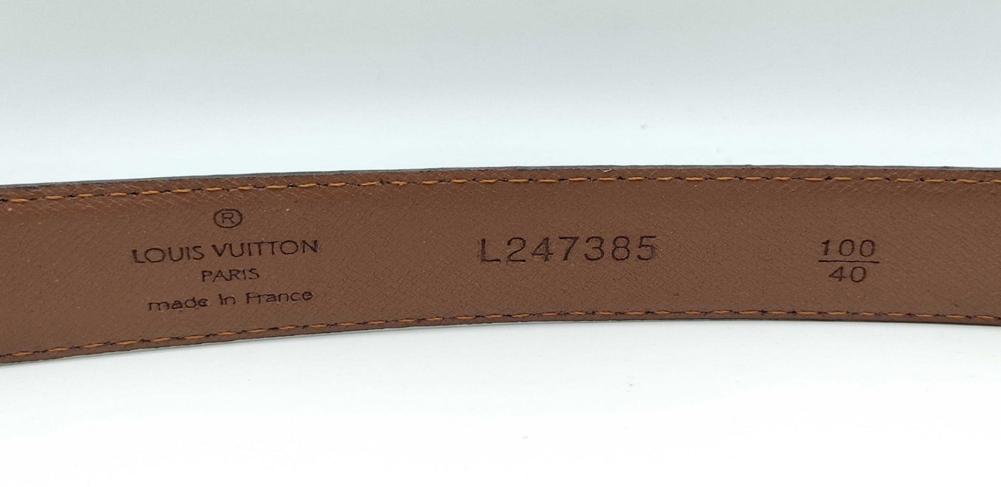 Louis Vuitton Monogram Canvas Belt Brown Silver Buckle Size 100/40 Made France