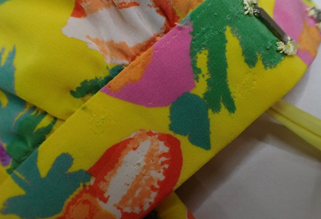 BALENCIAGA Paris Floral Print Flare Skirt Size 38 Yellow Polyester Japan