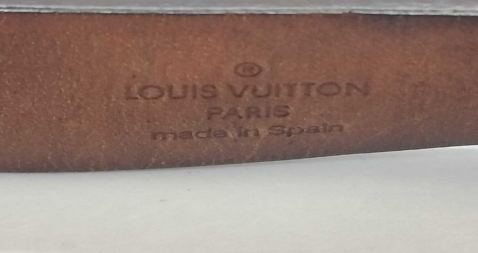 Louis Vuitton Monogram Carre Belt Brown Canvas Silver Buckle Size 75/30 Spain