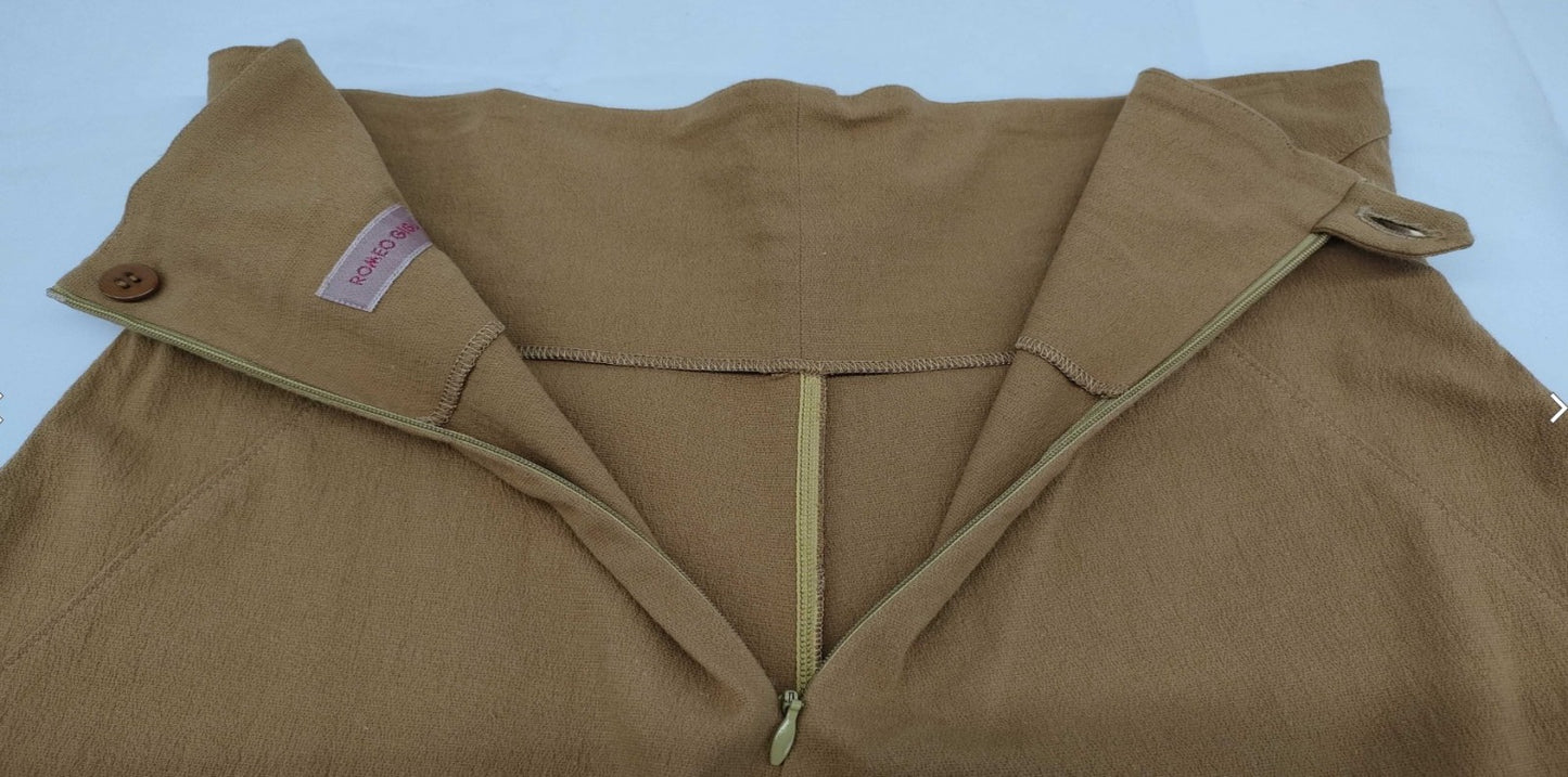 ROMEO GIGLI Italy High Waist Tapered Pants Camel Stretch Designer Women's