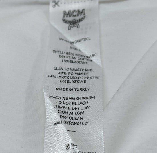 MCM Logo Waist Bikini Briefs White Gold Size L MFYASBM04 New 2PCS