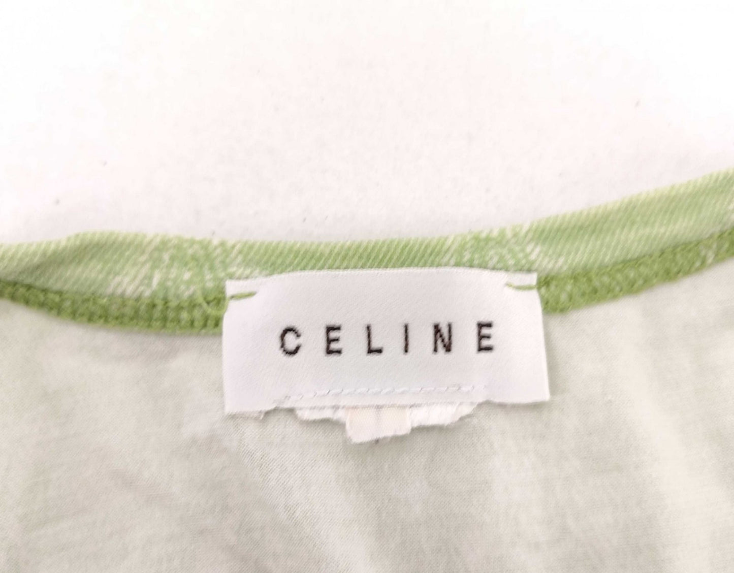 CELINE Macadam Monogram Stretch T Shirt Green Short Sleeve Women's Top