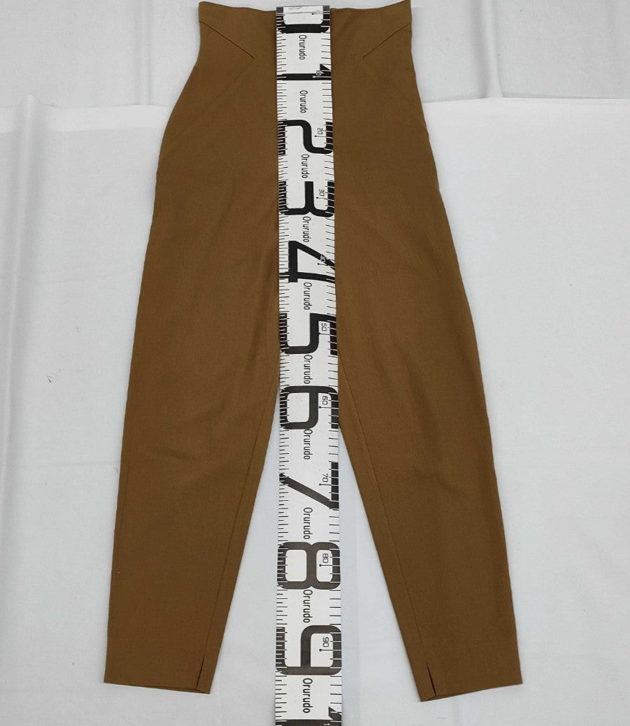 ROMEO GIGLI Italy High Waist Tapered Pants Camel Stretch Designer Women's