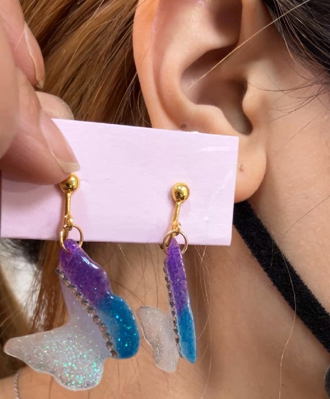Treasure Castle Original Handmade Mermaid Tail Resin Clip On Earrings Japan