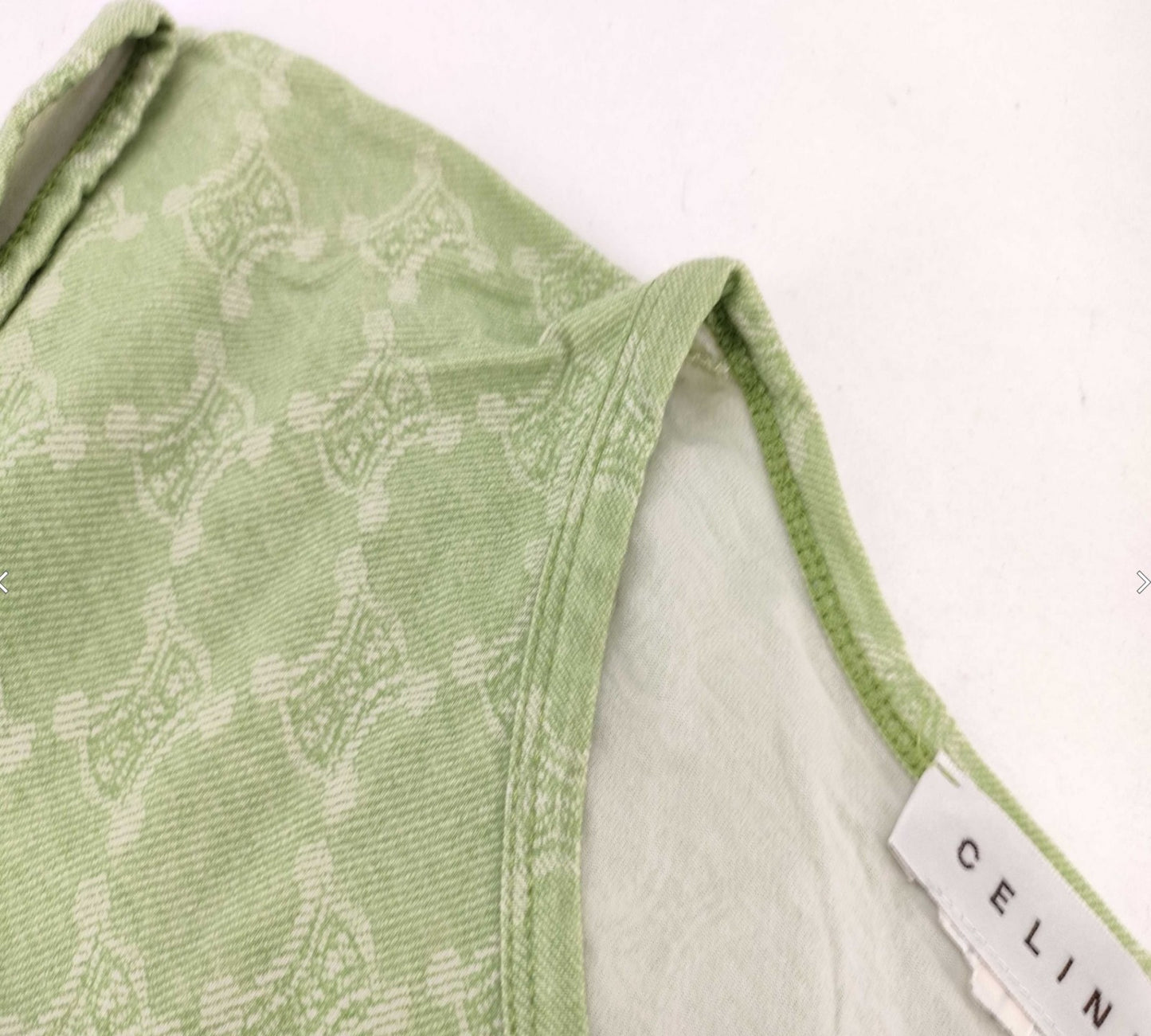 CELINE Macadam Monogram Stretch T Shirt Green Short Sleeve Women's Top