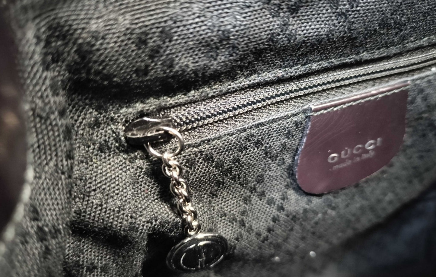 GUCCI Bamboo Backpack Black Nylon Leather Drawstring Bag Vintage