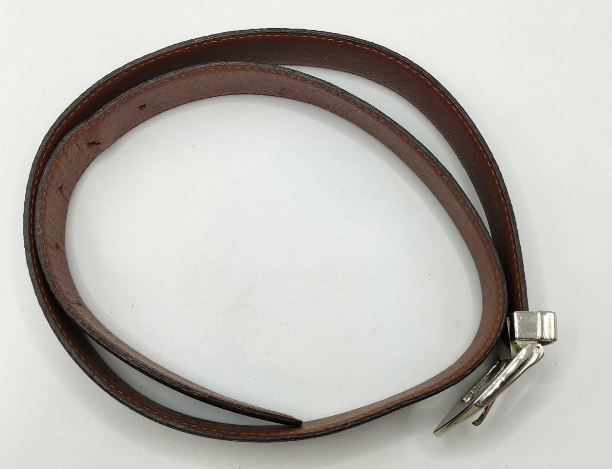 Louis Vuitton Monogram Canvas Belt Brown Silver Buckle Size 100/40 Made France
