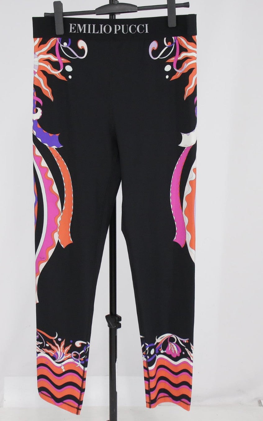 Emilio Pucci 9RWT20 Leggings IT46 FR42 Multicolor Print Stretch Pants Italy