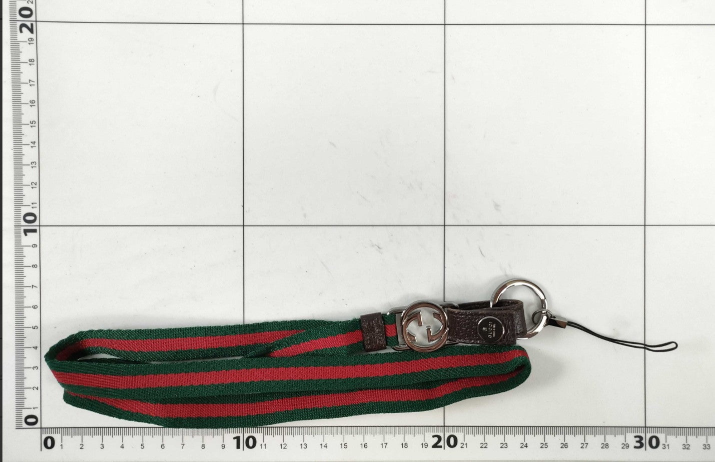 GUCCI Web Stripe Interlocking G Neck Strap Lanyard Key Ring Phone Holder Italy