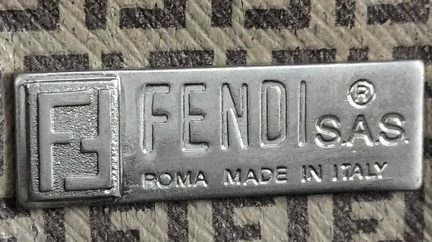 FENDI Zucca FF Canvas Shoulder Bag Brown Beige Small Crossbody Italy