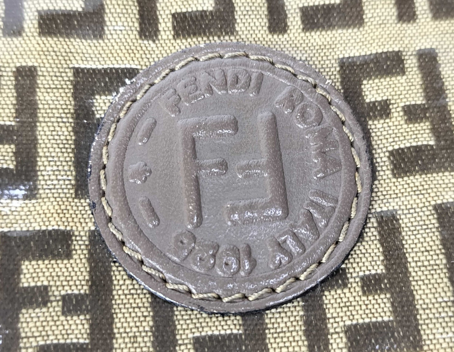 FENDI Zucca FF Canvas Shoulder Bag Brown Beige Small Crossbody Italy