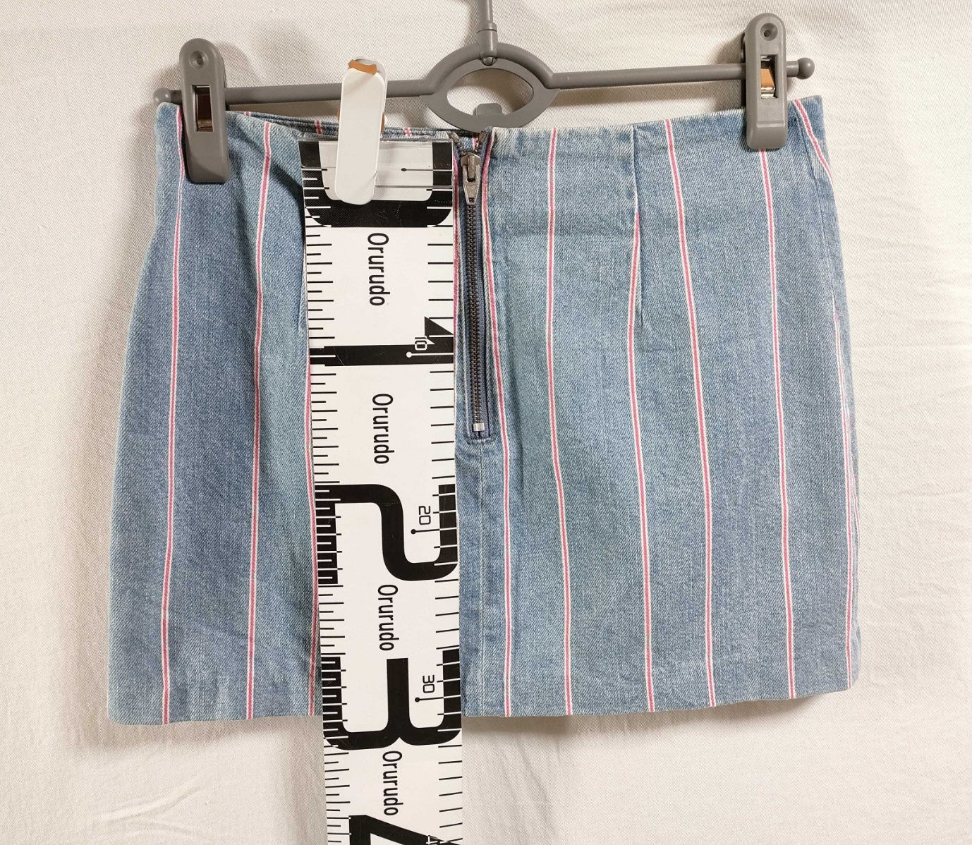 T Alexander Wang Striped Denim Mini Skirt Blue Size 0 Zip Back