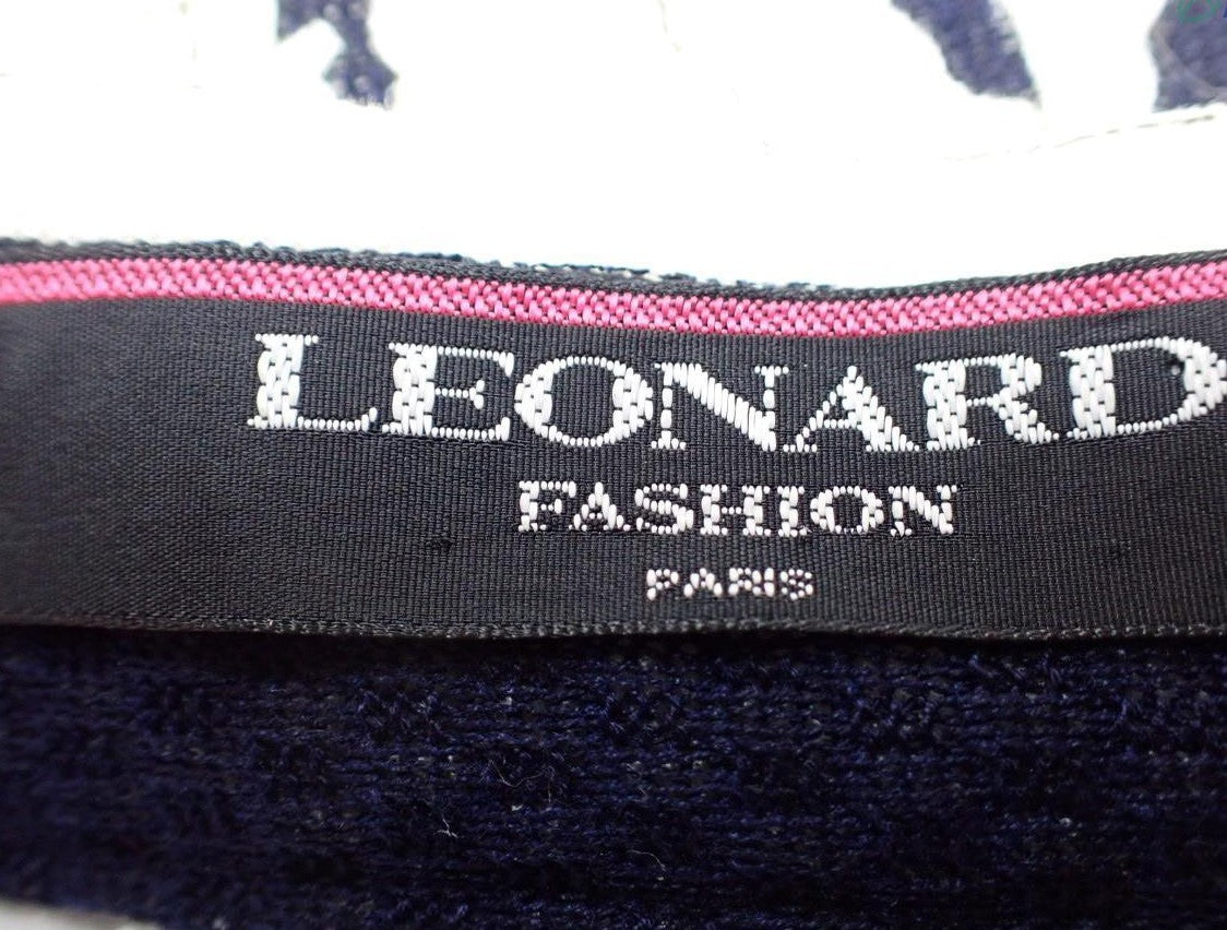 LEONARD Floral Tight Skirt Navy Ivory Cotton Japan Women Size 67-93