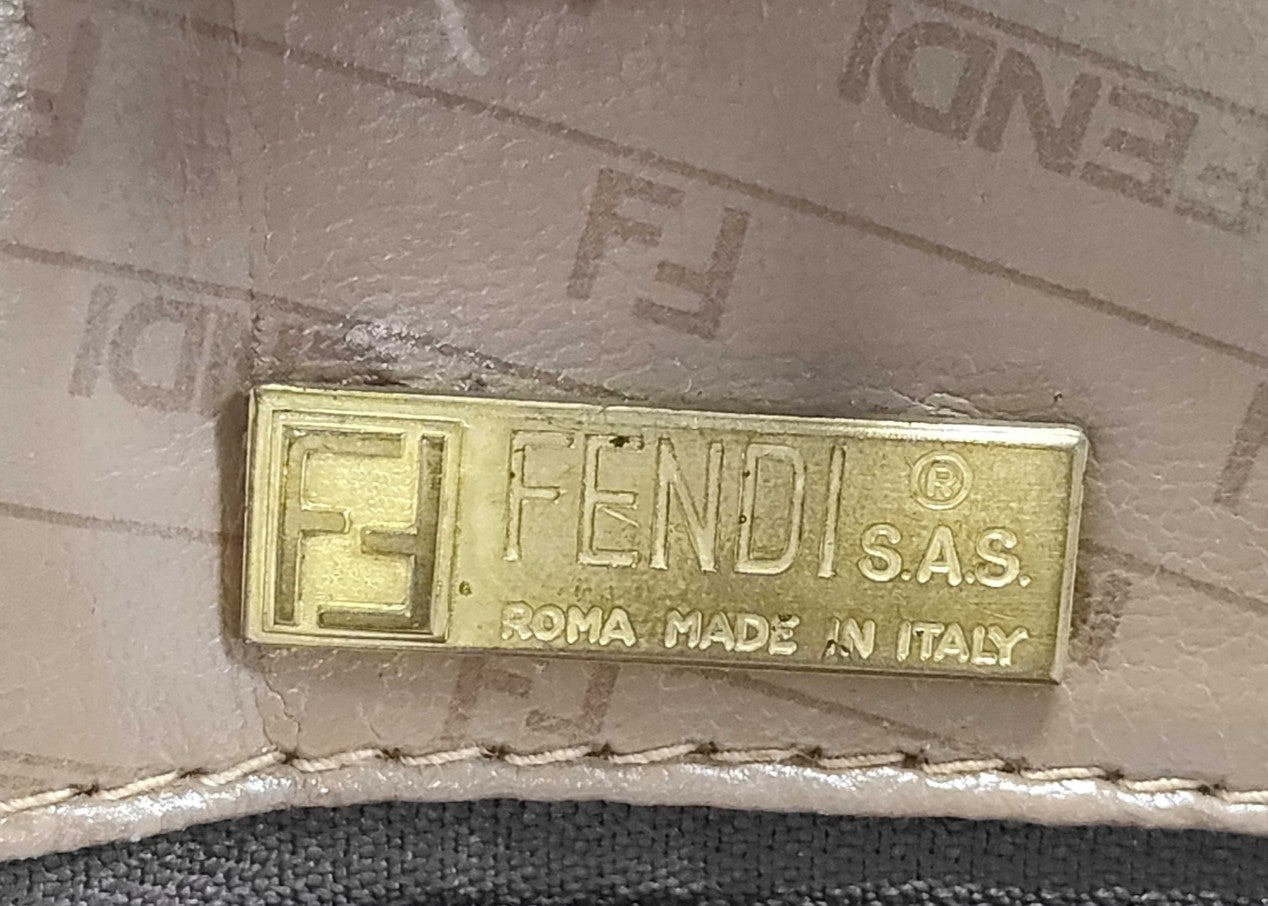 FENDI Zucchino FF Logo Coated Canvas Large Tote Bag Brown Vintage Italy