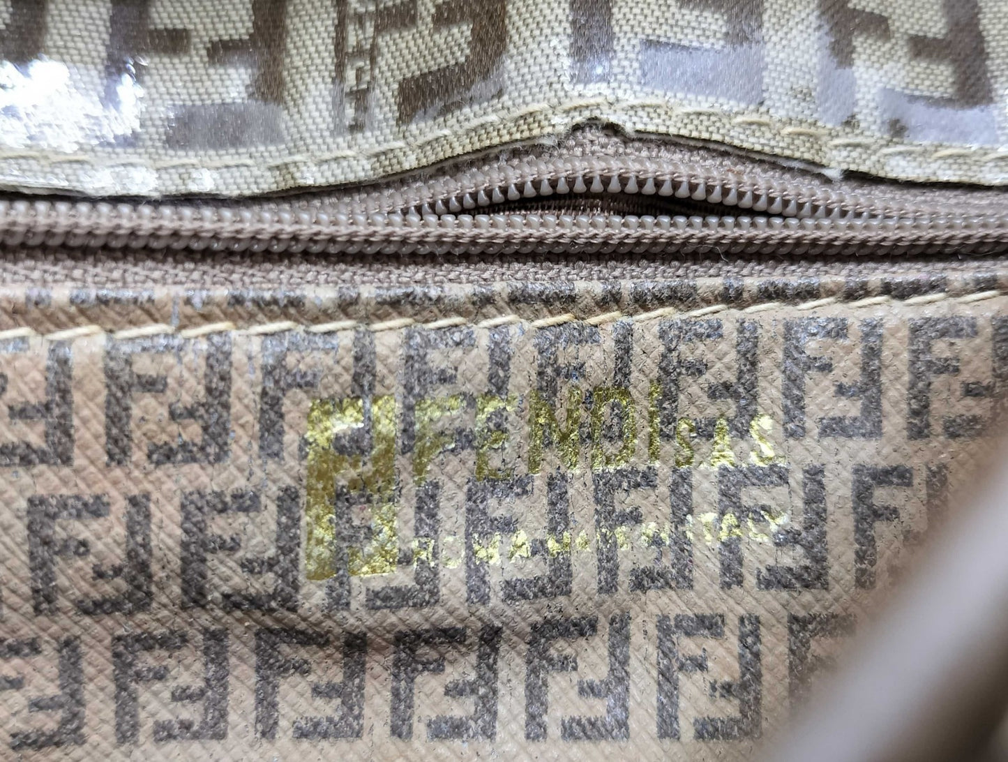 FENDI Zucca Shoulder Bag FF Logo Brown PVC Leather Vintage Crossbody
