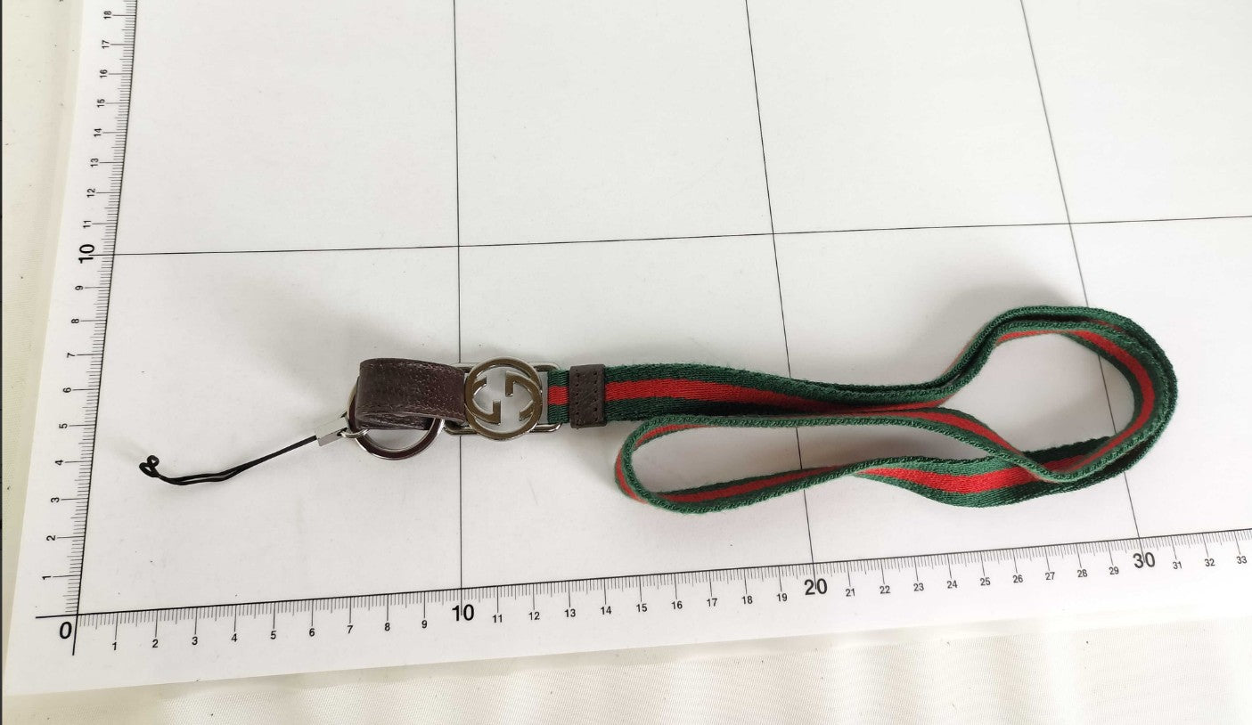 GUCCI Web Sherry Line Neck Strap Phone Holder Keychain GG Italy