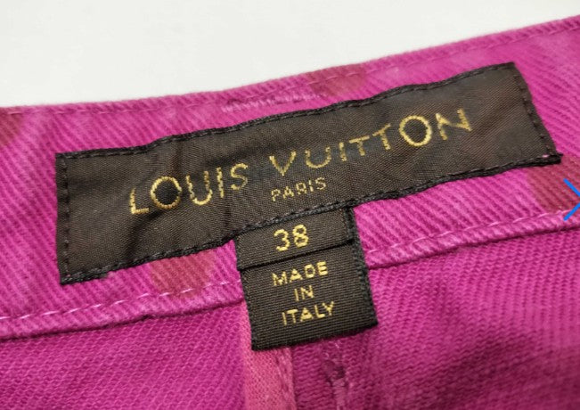 Louis Vuitton Pink Denim Mini Skirt Size 38 Polka Dot Embroidery Italy