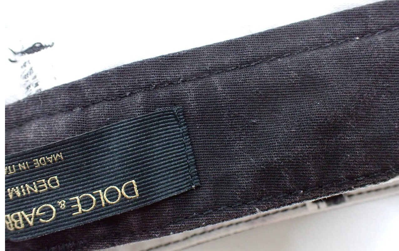 DOLCE & GABBANA Striped Stretch Denim Skinny Pants Black White Size 38 Italy