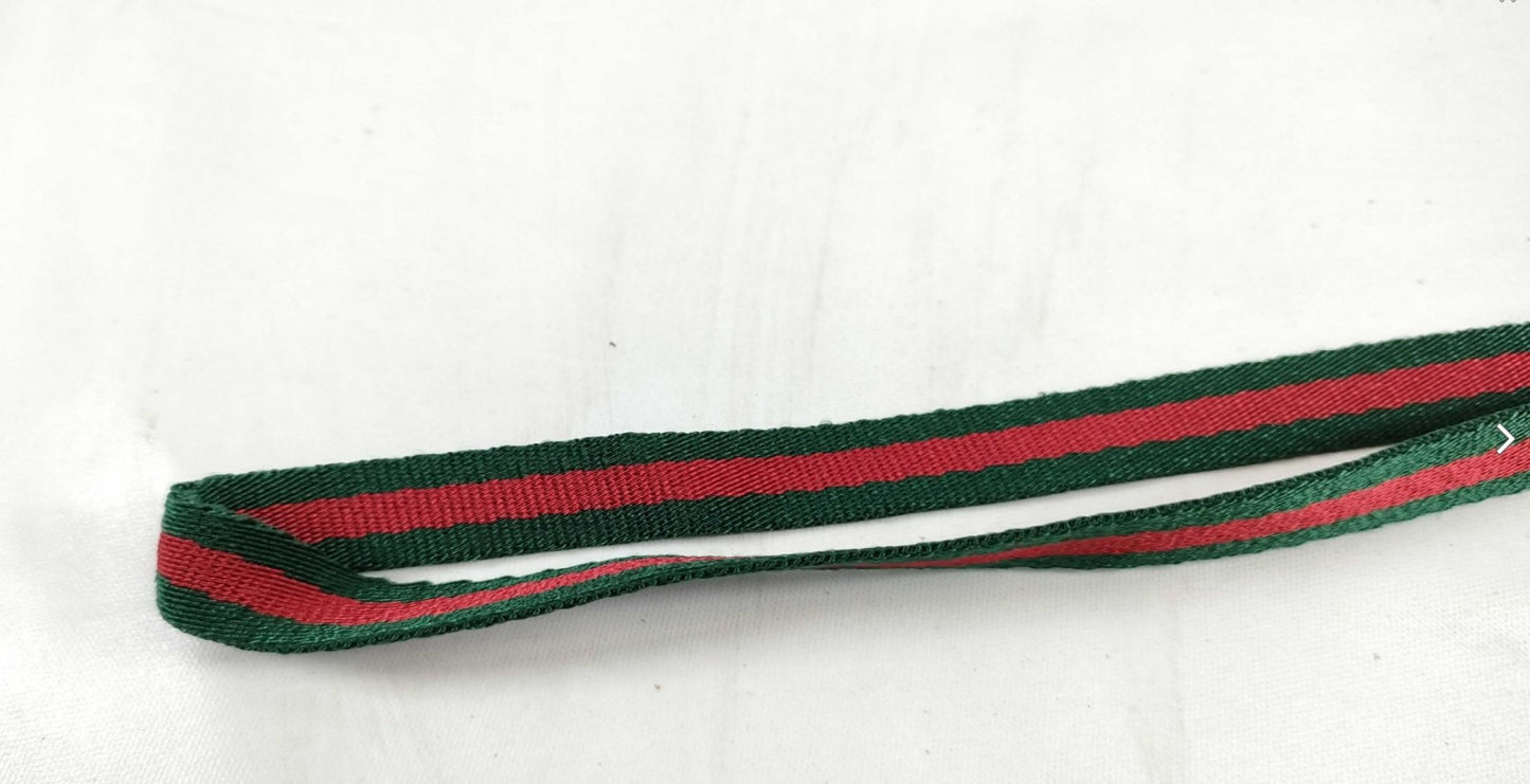 GUCCI Web Stripe Interlocking G Neck Strap Lanyard Key Ring Phone Holder Italy