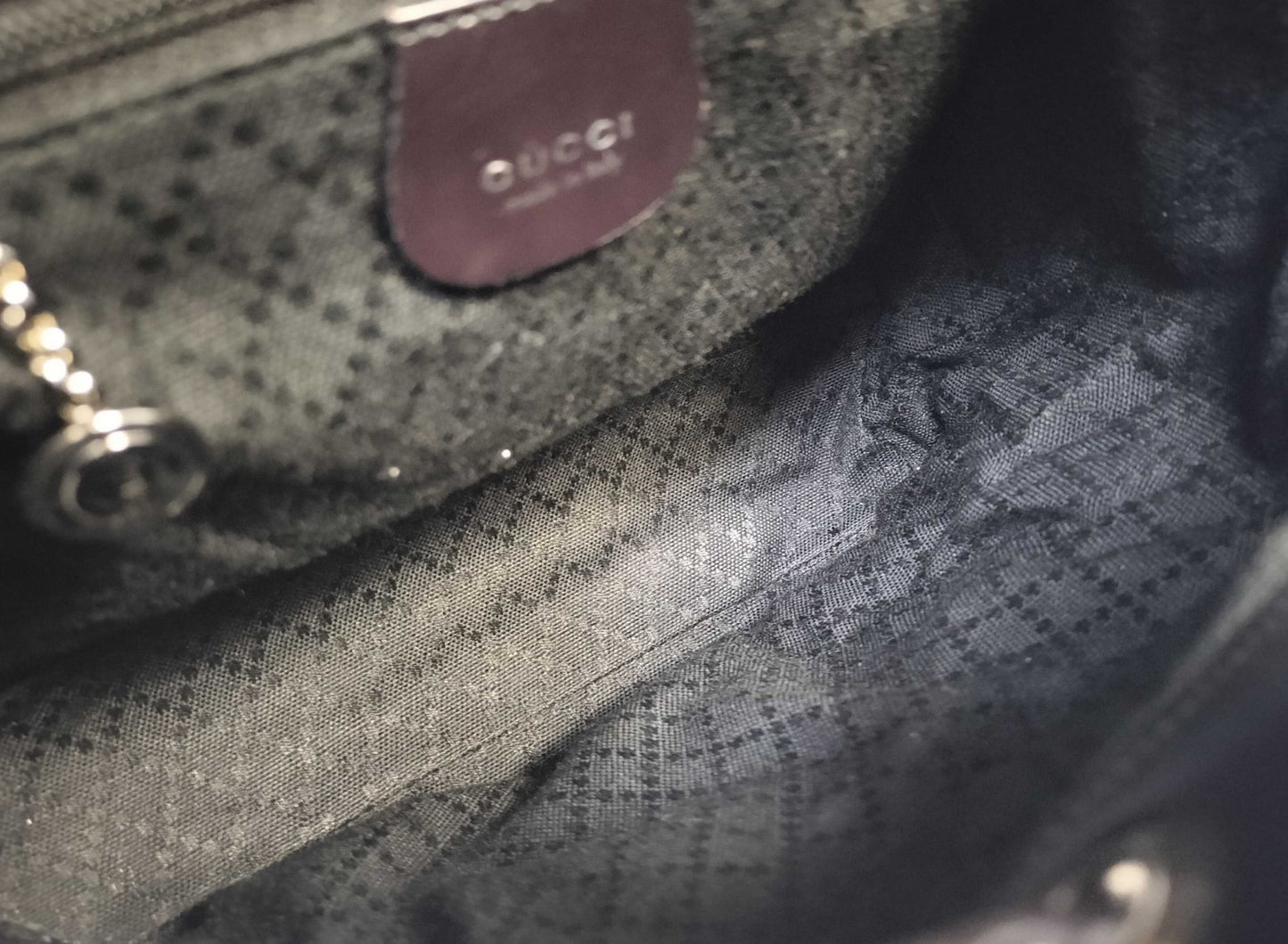 GUCCI Bamboo Backpack Black Nylon Leather Drawstring Bag Vintage