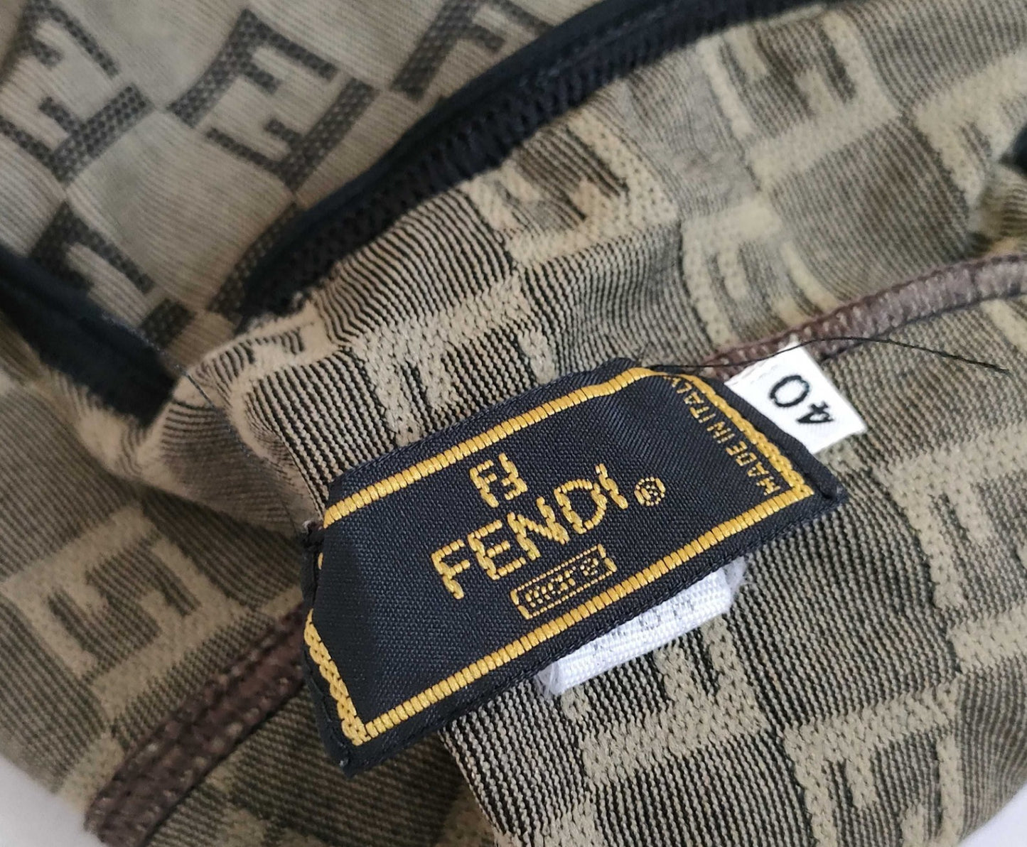 FENDI FF Monogram One Piece Swimsuit Beige Brown Size 40 Made in Italy
