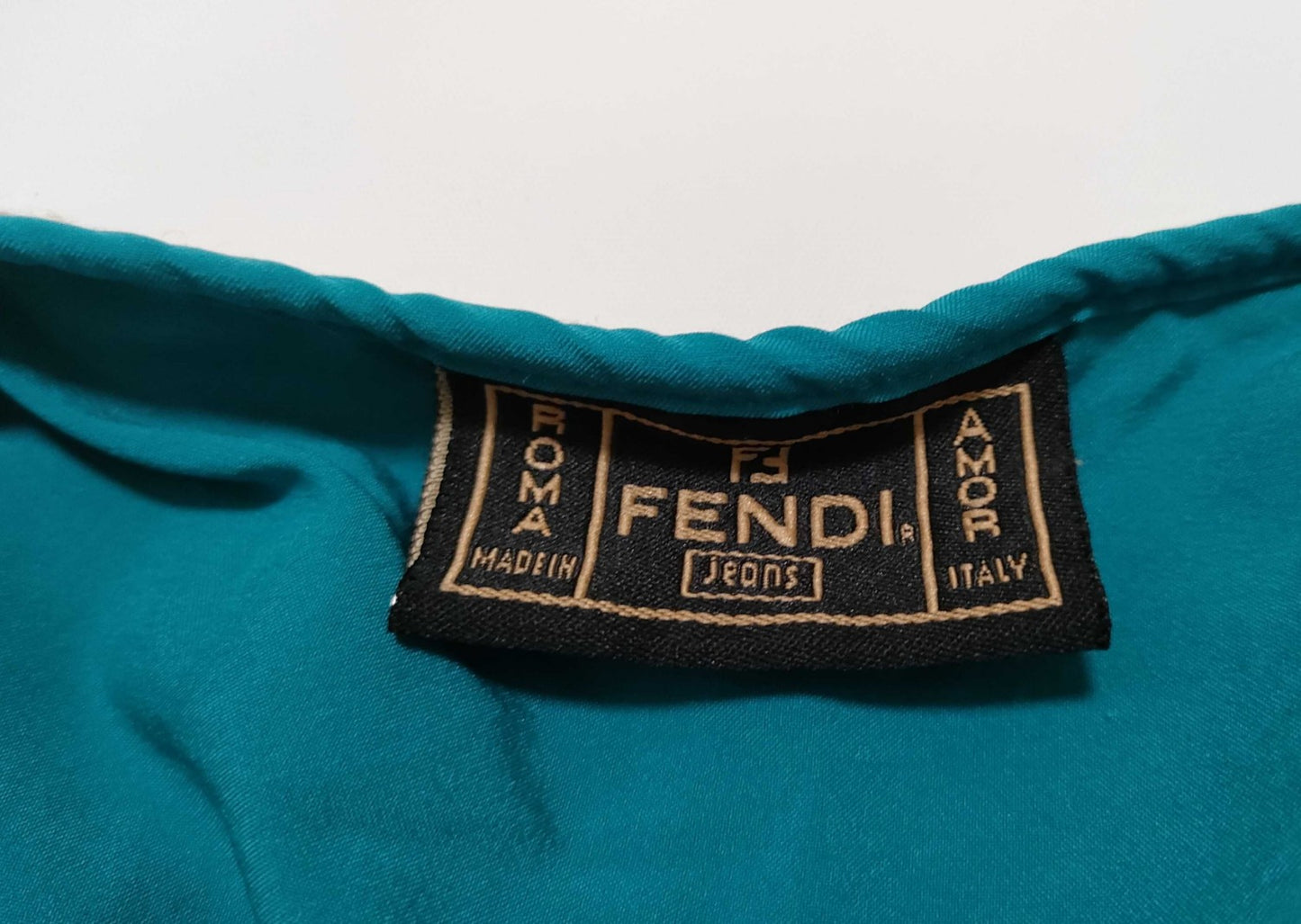 FENDI Jeans Cardigan Jacket 44 IT Geometric Logo Pattern Wool Blend Italy