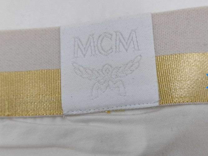 MCM Logo Waist Bikini Briefs White Gold Size L MFYASBM04 New 2PCS