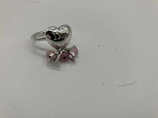 Christian Dior Ring Size 12 (52) (US 6.5) Heart Silver &amp; Pink Box and Bag Included Free Shipping 