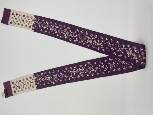 ＬＯＵＩＳ ＶＵＩＴＴＯＮ ルイ スカーフ バンドー モノグラム スプラッシュ シルク１００％ パープル 約１２６×６ｃｍ 送料無料