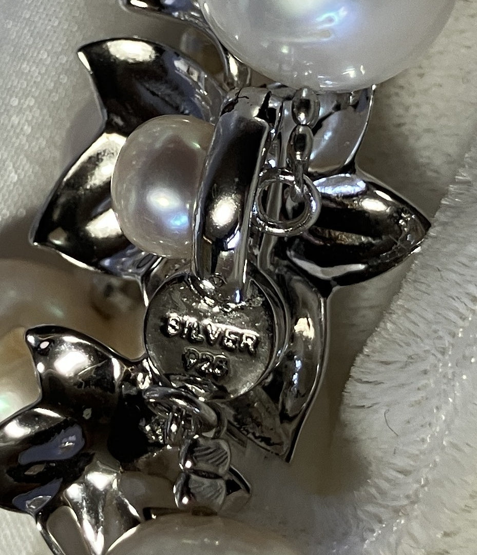 Cultured Pearl Necklace Bracelet 10–11mm Silver 925 Clasp 95.9g With Box