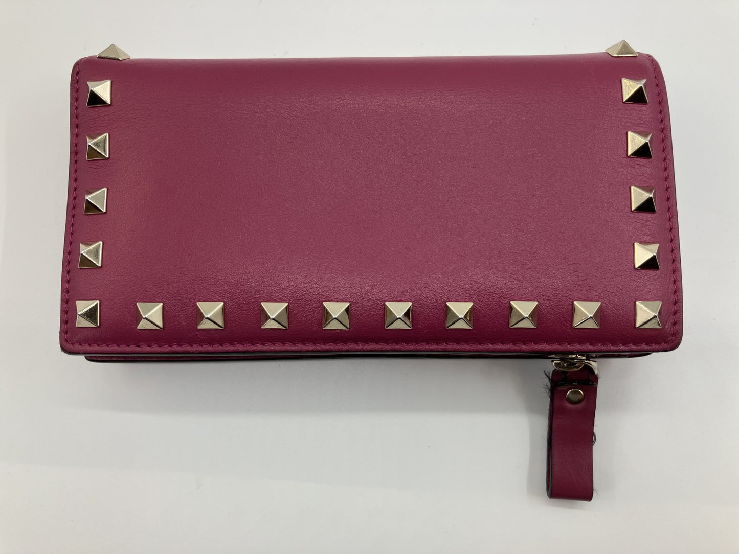 Valentino Garavani long wallet in pink with Rockstuds, box, bag and extra studs 